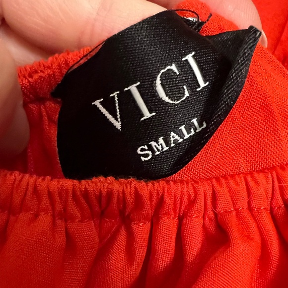 Vici Red Cotton Flutter Sleeve Tie-Back Dress | Size Small - Picture 3 of 7